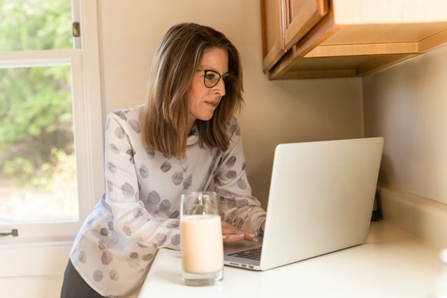 Woman in videoconference support group